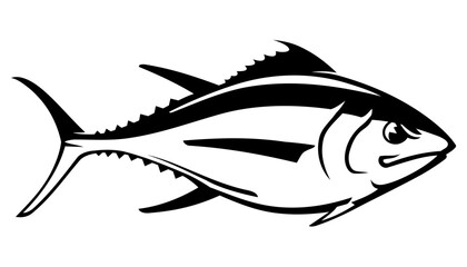 Tough Big Eye Tuna Fish, Isolated Illustration