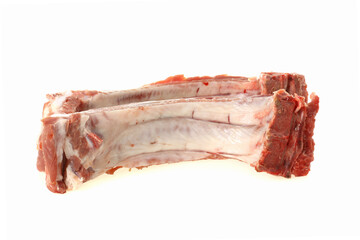 Raw spare ribs on white background 