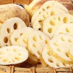 Lotus root on the white background