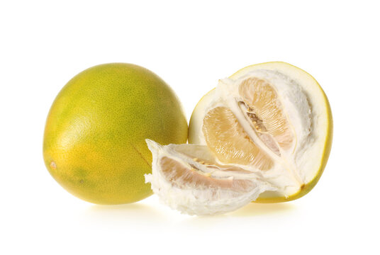 Pomelo or Chinese grapefruit (Citrus maxima) isolated on white