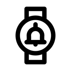Smartwatch-Alarm Isolated Silhouette Solid Line Icon with smartwatch-alarm, alarm, alert, notification, signal Infographic Simple Vector Illustration