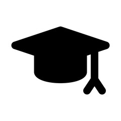 Mortarboard Isolated Silhouette Solid Line Icon with mortarboard, , education, graduate, school, student Infographic Simple Vector Illustration