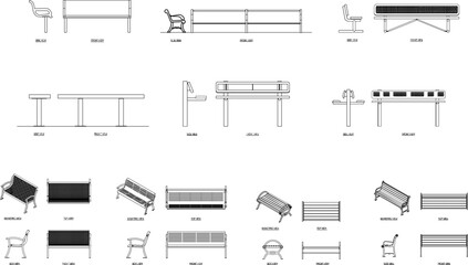 Vector sketch illustration of a minimalist bench for the park