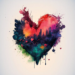 Fototapeta na wymiar Valentine Heart watercolor Graphics