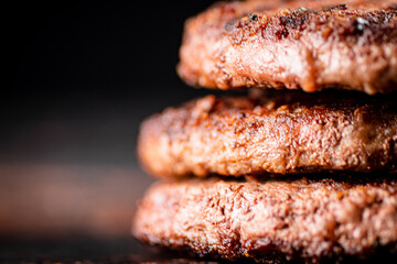 Juicy grilled burger on the table. 