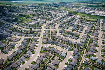 Aerial view of Warman in Central Saskatchewan, Canada