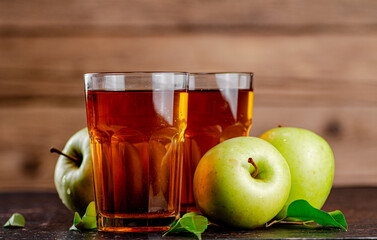 Juice from fresh green apples. 