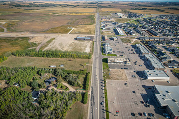 Aerial view of Warman in Central Saskatchewan, Canada