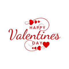Fototapeta na wymiar Happy Valentine's Day. Handwritten calligraphic lettering with red hearts. with heart pattern and typography of happy valentines day text . Vector illustration