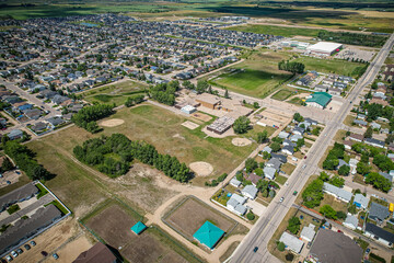 Aerial view of Warman in Central Saskatchewan, Canada