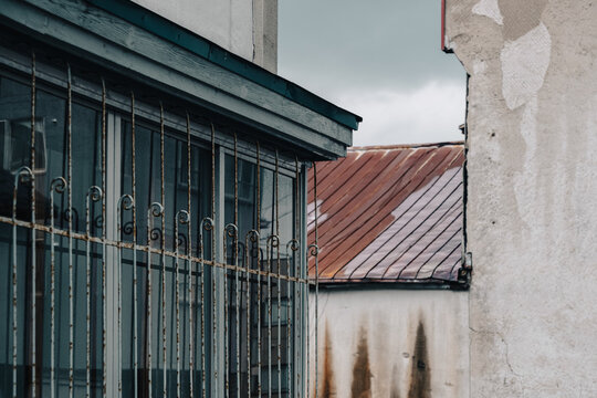 old house window with an iron fence - Otaru Hokkaido Japan