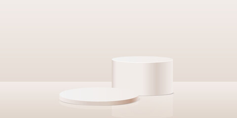Background vector 3d pink and white podium and product pink 
and white round cylinder scene, Product display background 3d podium platform pink pastel. 