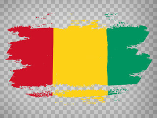 Flag of  Guinea brush stroke background.  Flag Republic of  Guinea on transparent background for your design, app, UI.  Stock vector. EPS10.