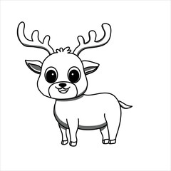 A cute deer art illustration design in vector for kids coloring book