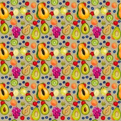 seamless pattern with tropical fruits