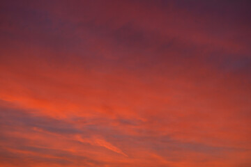 red sky at sunset. color.