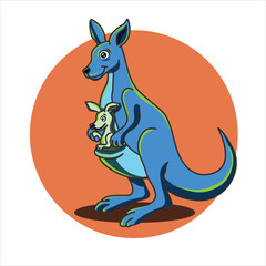 A cute kangaroo and her kid art illustration design in vector
