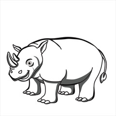 A cute rhinoceros art illustration design in vector for kids coloring book