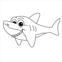 A cute shark art illustration design in vector for kids coloring book