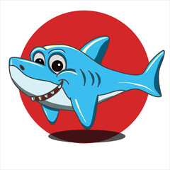 A cute shark art illustration design in vector