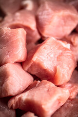 Chopped raw pork. Macro background.