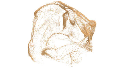 3D rendering of turbulent field of sand granules or fine dirt on transparent background