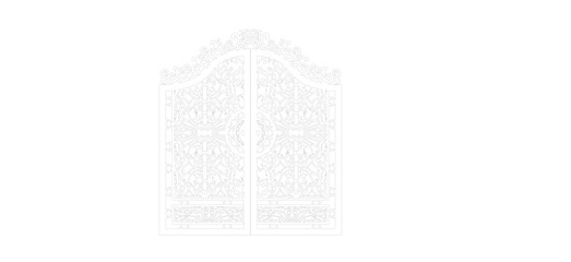 Obraz premium black and white Vector sketch of a classic iron fence gate for a stately building