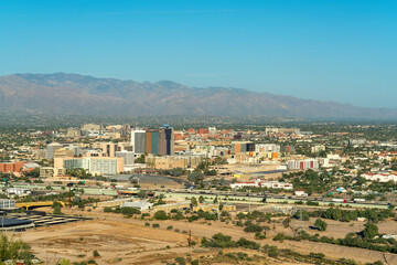Fototapeta na wymiar View of downtown Tuscon Arizona in the Sonora desert in the southwestern United States of America in afternoon sun