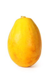 Papaya fruit sliced on half isolated on a white background.
