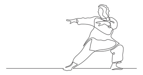continuous line drawing vector illustration with FULLY EDITABLE STROKE of oversize woman doing stretching yoga exercise confident with body positivity