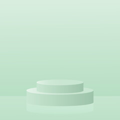 Background vector 3d green with stage product and green wall scene minimal product background abstract stage geometric shape green pastel. A stage for product light platform