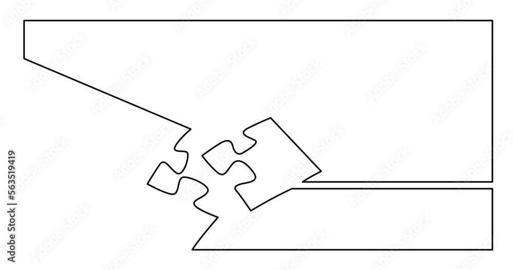 Poster continuous line drawing vector illustration with fully editable stroke of of one puzzle piece connec