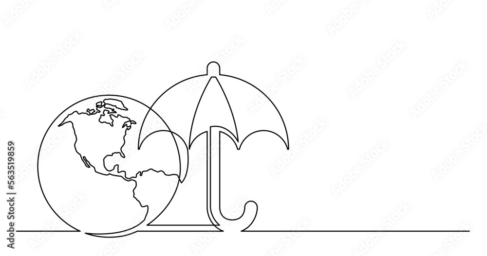 Poster continuous line drawing vector illustration with fully editable stroke of of world planet with umbre