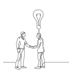 continuous line drawing vector illustration with FULLY EDITABLE STROKE of people meeting new idea