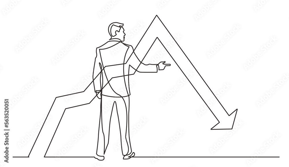 Poster continuous line drawing vector illustration with fully editable stroke of standing businessman point