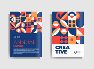 Flyer brochure design template business cover geometric theme circles orange and yellow color