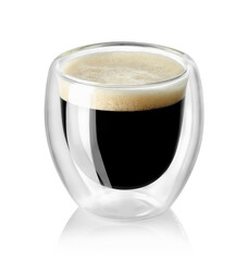 glass of espresso coffee isolated on white background