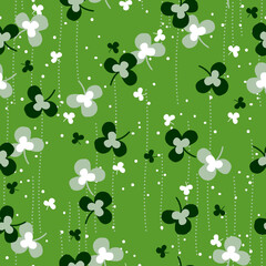 Cute Spring Clover Leaves Party Garden Vector Seamless Pattern