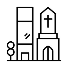 Church Isolated Silhouette Solid Line Icon with church, chapel, monastery, religion, religious, worship Infographic Simple Vector Illustration