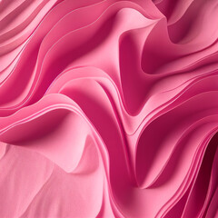 Obraz premium ジェネレーティブAIイラスト）ピンクのペーパークラフト風の抽象的で曲線的な正方形背景。華やかで明るい