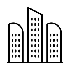 Buildings Isolated Silhouette Solid Line Icon with buildings, building, city, infrastructure, town Infographic Simple Vector Illustration