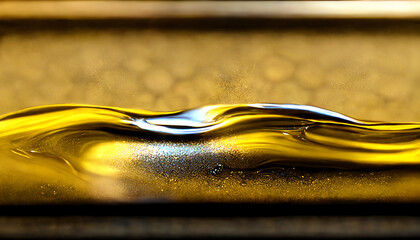 Olive or engine oil splash with waves luxury. generative ai. - obrazy, fototapety, plakaty