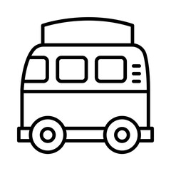 Kombi-Van Isolated Silhouette Solid Line Icon with kombi-van, adventure, car, driving, road-trip, transport Infographic Simple Vector Illustration