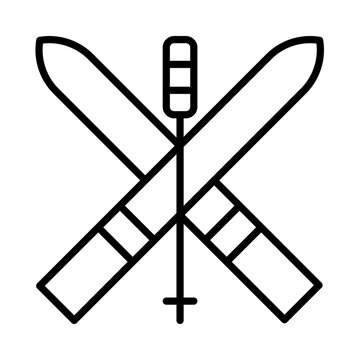 Skiing Isolated Silhouette Solid Line Icon with skiing, olympics, paralympics, sport, sports Infographic Simple Vector Illustration