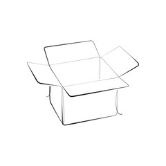 Continuous one line drawing of a cardboard box. Online shopping concept, fast delivery, carton box, shipping and packaging. Transport, cardboard box in doodle style. vector illustration