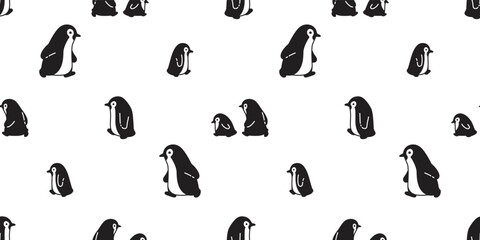 penguin seamless pattern walking duck vector bird cartoon repeat wallpaper tile background gift wrapping paper illustration design scarf isolated