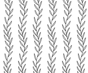 Sharp leaves seamless pattern. Plants seamless pattern with herringbone leaves