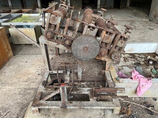 old machine of abandoned factory