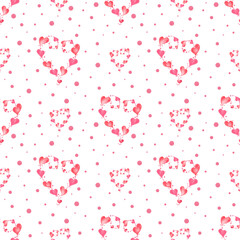 Fototapeta na wymiar Watercolor seamless pattern of romantic decorative elements. For postcard, poster, scrapbooking, invitations, background, prints, wallpaper, fabric, textile, wrapping.