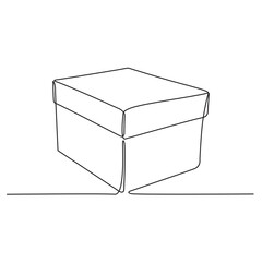 Continuous one line drawing of a cardboard box. Online shopping concept, fast delivery, carton box, shipping and packaging. Transport, cardboard box in doodle style. vector illustration